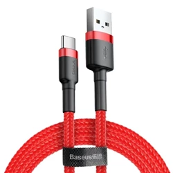 USB 2.0-kabel, A till C, röd + svart, 0.5 meter