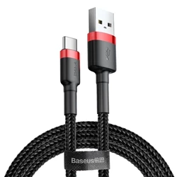 USB 2.0-kabel, A till C, svart + röd, 1 meter