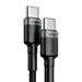 USB 2.0-kabel, C till C, Svart/Grå, PD2.0 100 Watt, 2 m