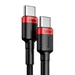 USB 2.0-kabel, C till C, Svart/Röd, PD/QC 100 Watt, 2 m