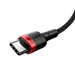 USB 2.0-kabel, C till C, Svart/Röd, PD/QC 100 Watt, 2 m