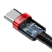 USB 2.0-kabel, C till C, Svart/Röd, PD/QC 100 Watt, 2 m