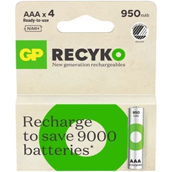 GP ReCyko laddbart AAA-batteri, 950 mAh, 4-pack