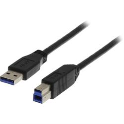 USB 3.0 kabel, A hane > B hane, 1 meter, svart
