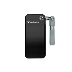 Verbatim Pocket SSD, USB-C 3.2, 1 TB, Svart/Grå