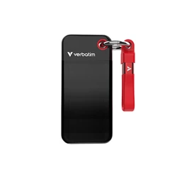 Verbatim Pocket SSD, USB-C 3.2, 1 TB, Svart/Röd