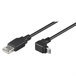 USB 2.0 kabel A hane - vinklad Micro B hane, 1.8 meter