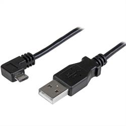 USB 2.0-kabel  A hane > högervinklad microB hane, 1 m