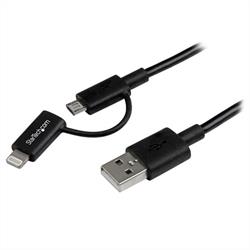Apple Lightning eller Micro USB till USB-kabel – 1 m, svart 