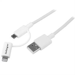 Apple Lightning eller Micro USB till USB-kabel - 1 m, vit 