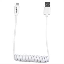 Lightning till USB-kabel - spiral - 60 cm, vit 