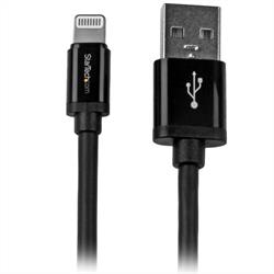 2 m lång svart Apple Lightning-kontakt till USB-kabel