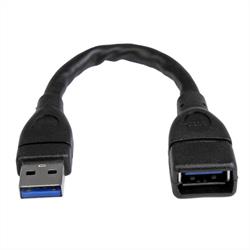 USB 3.0 A-till-A förlängningskabel – 15 cm, svart 