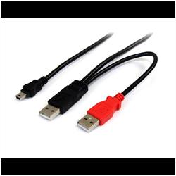 1,8 m USB Y-kabel för extern hårddisk - USB-A till mini-B 