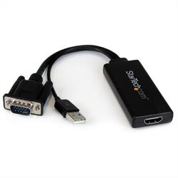 VGA till HDMI-adapter, ljud och spänning via USB