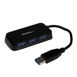 Bärbar SuperSpeed mini USB 3.0-hubb med 4 portar - Svart 