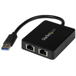 USB 3.0 till Dubbel Port Gigabit Ethernet-nätverksadapter med USB-port 