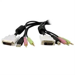 1,8 m 4-i-1 USB Dual Link DVI-D KVM-switchkabel med audio & mikrofon 