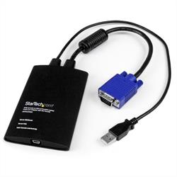 Portabel USB 2.0 akutvagn-adapter för koppling mellan KVM-konsol och bärbar dator med filöverföring och videoinspelning 