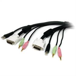 3 m 4-i-1 USB DVI KVM-kabel med audio och mikrofon 