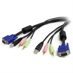3 m 4-i-1 USB VGA KVM-kabel med audio och mikrofon 