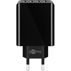Goobay svart 4-ports USB-laddare, 6 Ampere / 30 Watt