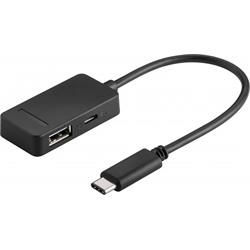 USB-adapter, USB-C hane > 2.0 A hona + 2.0 microB hona