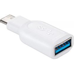 USB-adapter, USB-C hane > 3.0 A hona, vit