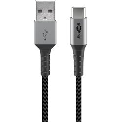 USB 2.0-kabel, USB-C hane till A hane, textilvävd 0.5 m