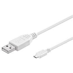 USB 2.0-kabel A hane > Micro B hane, 0.3 meter, vit