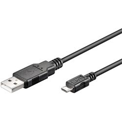 USB 2.0-kabel A hane > Micro B hane, 0.3 meter, svart