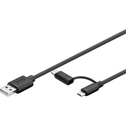 USB-kabel, 2-i-1, USB 2.0 A > microB & USB-C, 1 meter