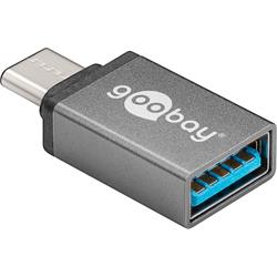 USB-adapter, USB-C hane > 3.0 A hona, Grå