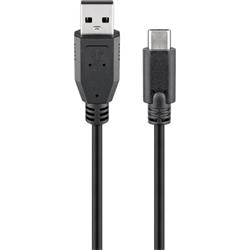 USB-kabel, USB C hane > USB 2.0 hane, 0.5 meter svart