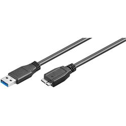 USB 3.0 kabel A hane - microB hane, 3 meter, svart