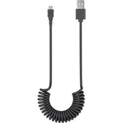 USB 2.0-kabel A hane > MicroB hane, 1 m svart spiral