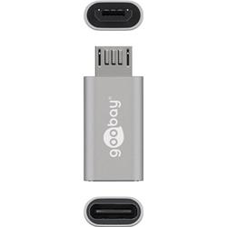 USB-adapter, USB-C hona till USB 2.0 microB hane, silver