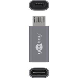 USB-adapter, USB-C hona till USB 2.0 microB hane, grå