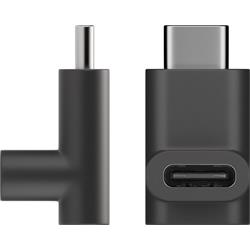 USB-adapter, USB-C hane till USB-C hona, vinklad svart