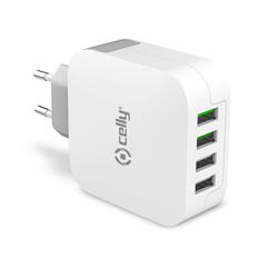 Celly USB-laddare, 4 x USB, 4.8 Ampere