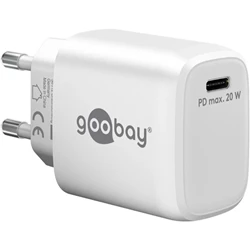 Goobay USB-C GaN-laddare, PowerDelivery, 20 Watt, vit