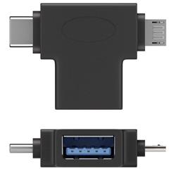 USB 3.0-adapter, A hona till C hane + 2.0 microB hane, svart