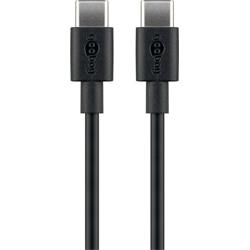 USB 2.0-kabel, C hane till C hane, svart 1 meter