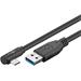 USB 3.0-kabel, vinklad USB-C hane > 3.0 A hane, 2 meter