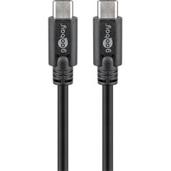 USB-kabel, USB-C hane >USB-C hane, 3 meter, svart