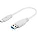 USB 3.0-kabel, USB-C hane > 3.0 A hane, 0.2 meter, vit