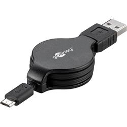 USB 2.0-kabel, A hane till microB, utdragbar 1 meter