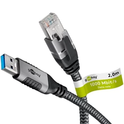 Adapterkabel USB A 3.0 till RJ45, 2 meter