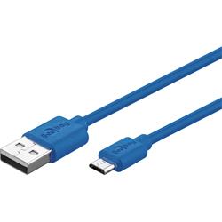 USB 2.0-kabel A hane > microB hane, 1 meter, blå