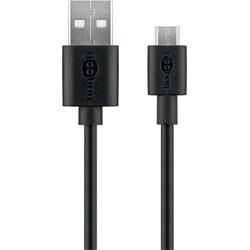 USB 2.0-kabel, A till microB, svart, 1 meter